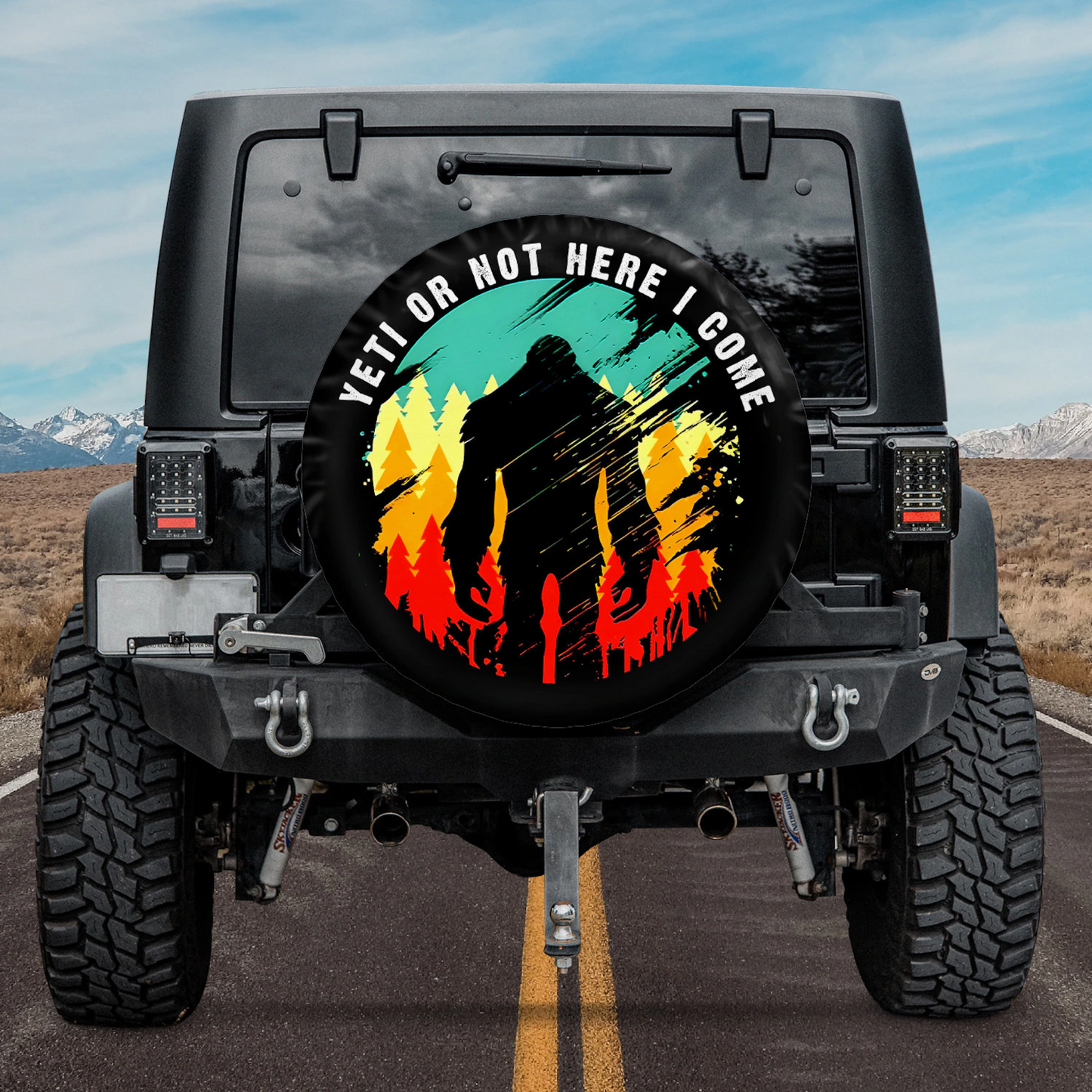 Bigfoot Spare Tire Cover Yeti Or Not Here I Come Tire Covers Black