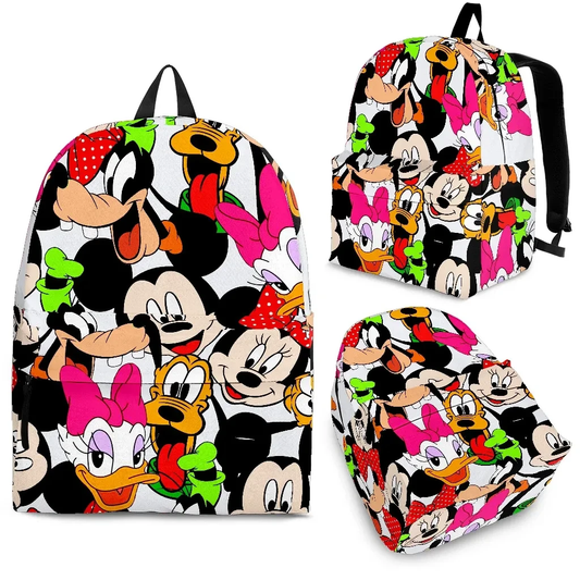 DN Backpack MM Goofy Donald Minnie Doodle Pattern Backpacks Colorful