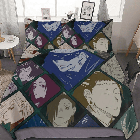 Jujutsu Kaisen Bedding Set Jujutsu Kaisen All Characters In Frames Duvet Covers Colorful Unique Gift