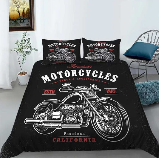 Motorcycle Bedding Set Motorcycles Parts And Accessories Duvet Covers Black Unique Gift