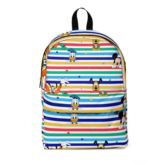 DN Backpack MM Donald Duck Goofy Pluto Stripes Pattern Backpacks Colorful