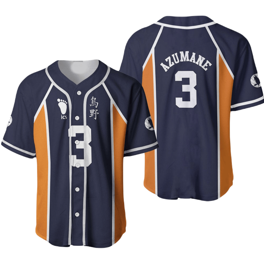 Haikyuu Baseball Jersey Asahi Azumane Haikyuu Jersey Shirt Black Orange Unisex Adult New Release