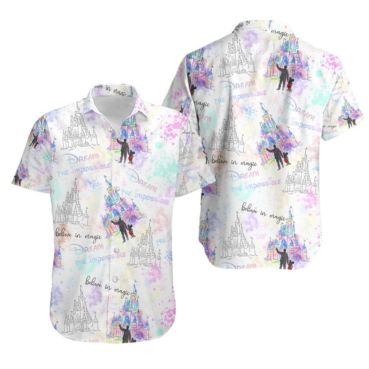 DN Hawaii Shirt Believe In Magic Dream The Impossible Hawaiian Shirt White Purple Unisex