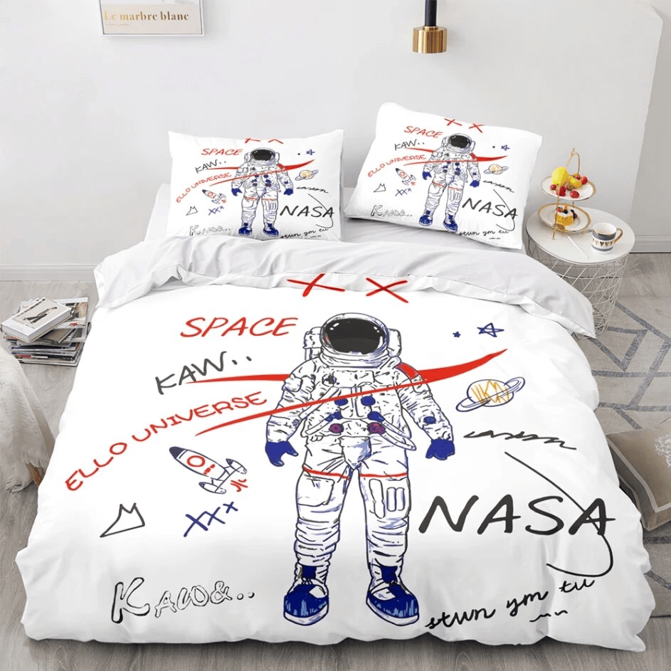 Astronaut Bedding Set Astronaut Space Ello Universe Duvet Covers White Unique Gift