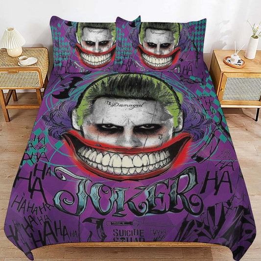 Joker Bedding Set Joker Suicide Squad Laughing Pattern Duvet Covers Purple Unique Gift