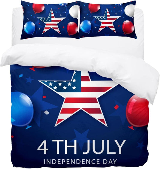 4th of July Bedding Set 4th Of July Independence Day Celebration Duvet Covers Blue Red Unique Gift