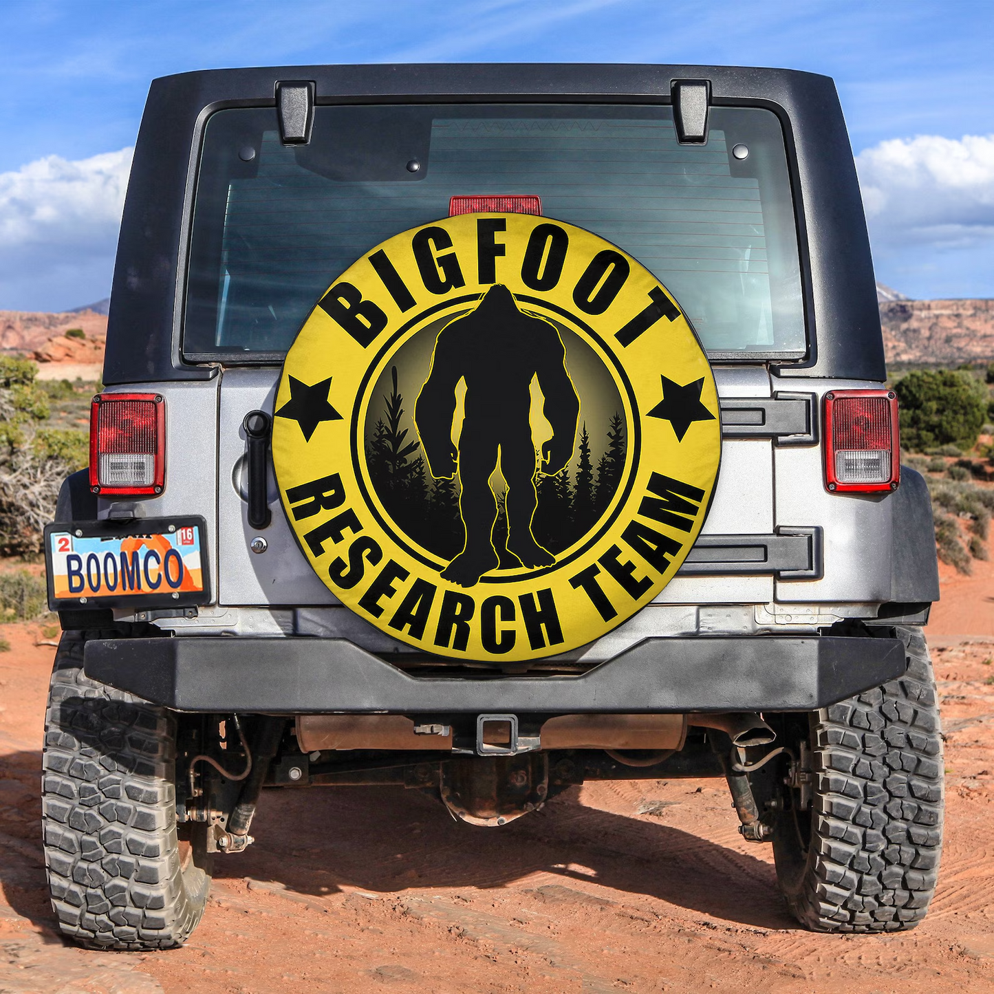 Bigfoot Spare Tire Cover Bigfoot Research Team Silhouette Tire Covers Black Yellow