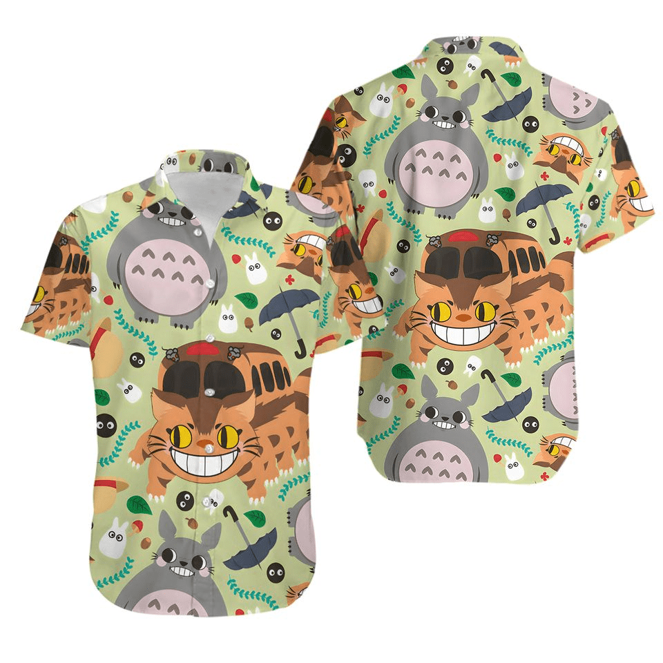 SGhibli Hawaii Shirt Cute Catbus Totoro Pattern Hawaiian Shirt Colorful Unisex