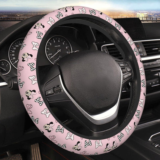 Minnie Steering Wheel Cover Minnie All Types Of Ribbon Pattern Driving Wheel Cover Pink