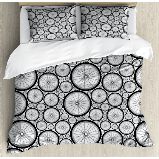 Bicycle Bedding Set Wheels With Tires Rims And Spokes Duvet Covers Black White Unique Gift