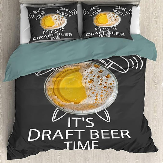 Beer Bedding Set It's Draft Beer Time Duvet Covers Black Unique Gift