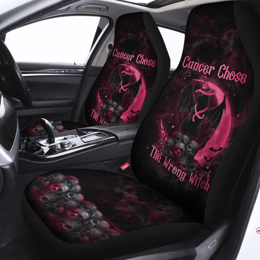 Breast Cancer Car Seat Covers Cancer Chose The Wrong Witch Seat Covers Black Pink