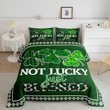 St Patrick Day Bedding Set Not Lucky Just Blessed Duvet Covers Green Unique Gift