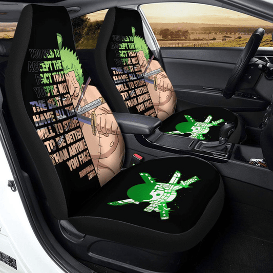 One Piece Car Seat Covers Roronoa Zoro Quote You Have To Accept The Fact Seat Covers Black Green