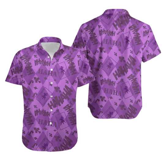 Joker Hawaii Shirt DC Joker Card Laugh Haha Pattern Hawaiian Shirt Purple Unisex