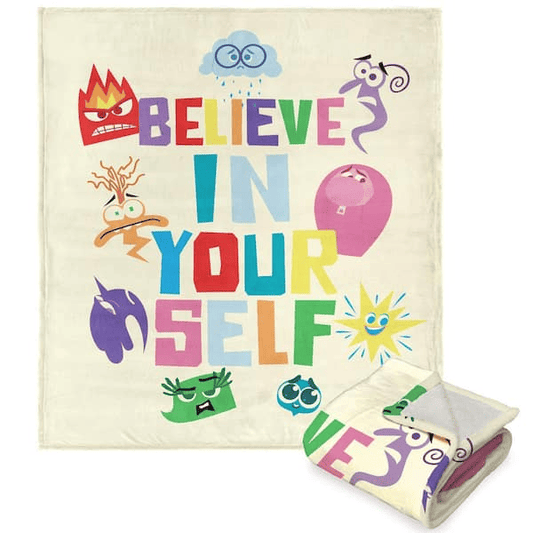 Inside Out Blanket DN Believe In Yourself Emotions Pattern Blanket White