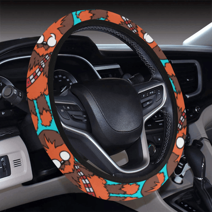 SW Steering Wheel Cover Cartoon Style Chewie SW Pattern Driving Wheel Cover Brown