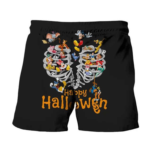 DN Shorts DN Characters Happy Halloween Beach Shorts Black