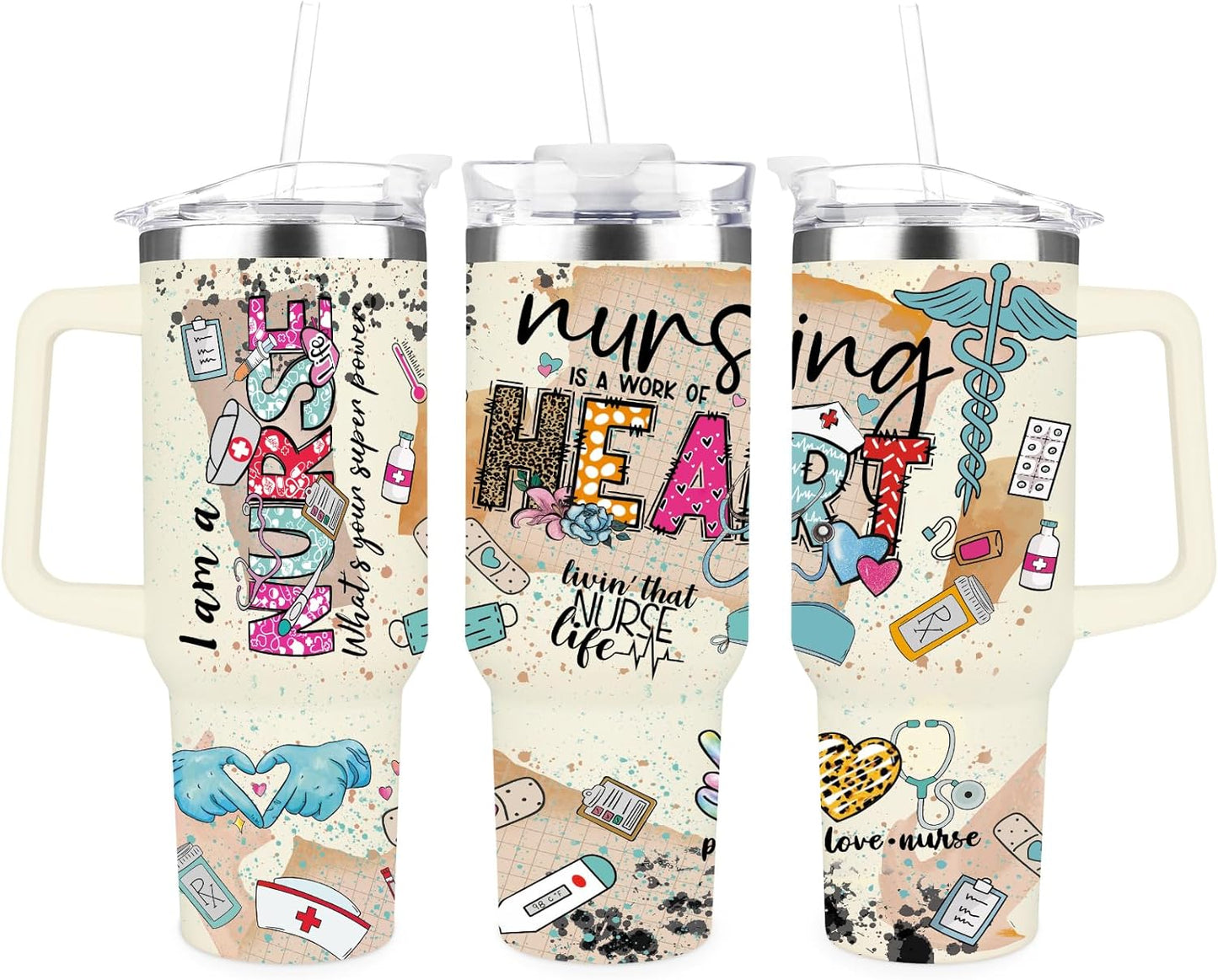 Nurse 40 Oz Tumbler Nursing Is A Work Of Heart Tumbler 40 Oz Colorful