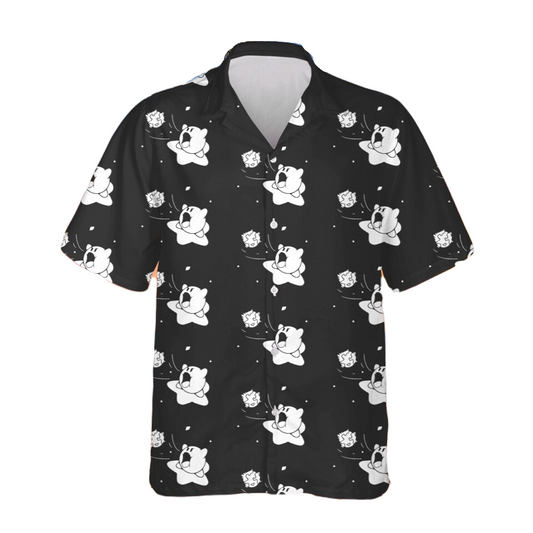 Kirby Hawaii Shirt Kirby Swallow Everything Pattern Hawaiian Shirt Black White Unisex