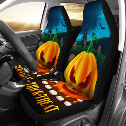 Halloween Car Seat Covers Pumpkins In The Cemetery Trick Or Treat Seat Covers Colorful