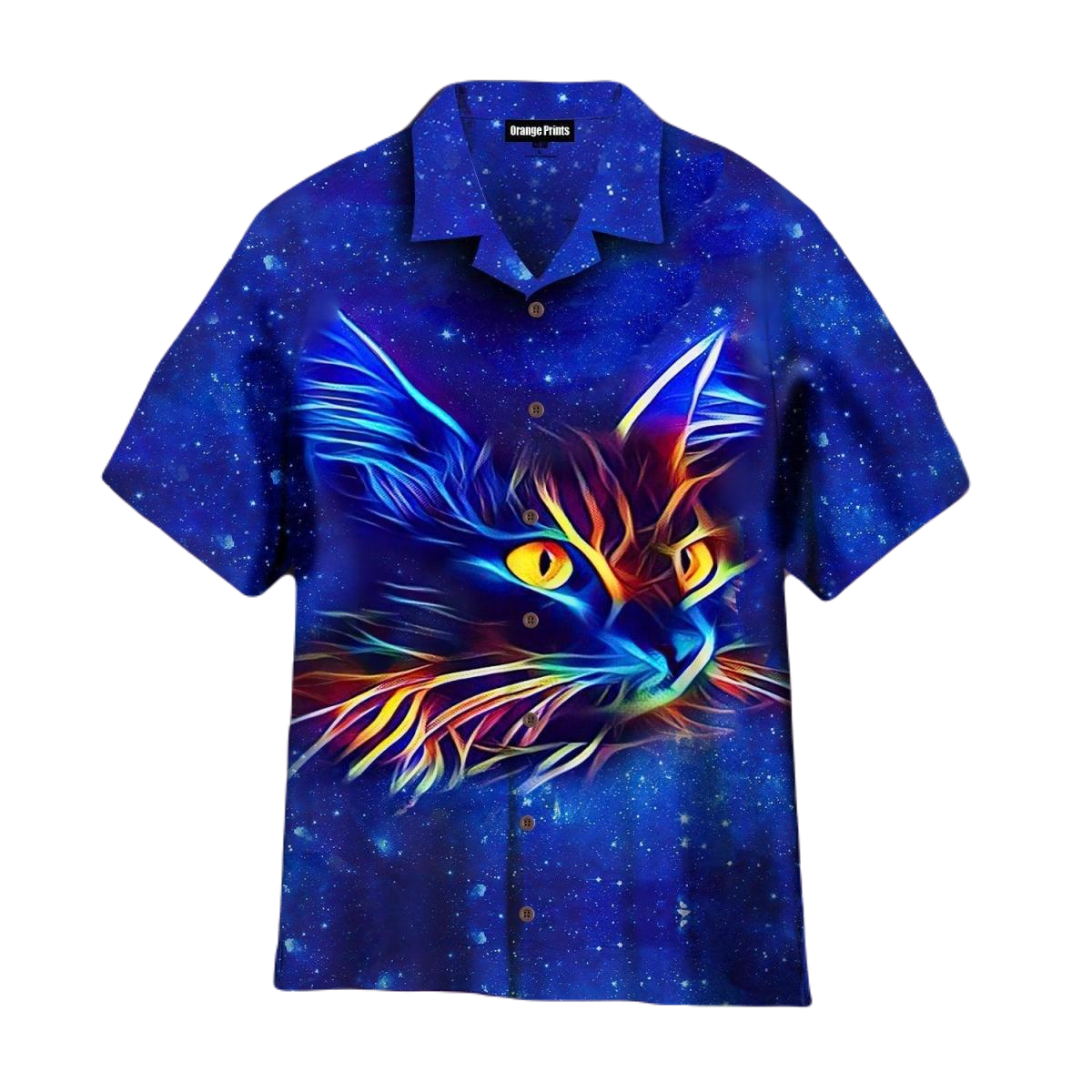 Cat Hawaii Shirt Cat Face Neon Light Galaxy Hawaiian Shirt Blue Unisex