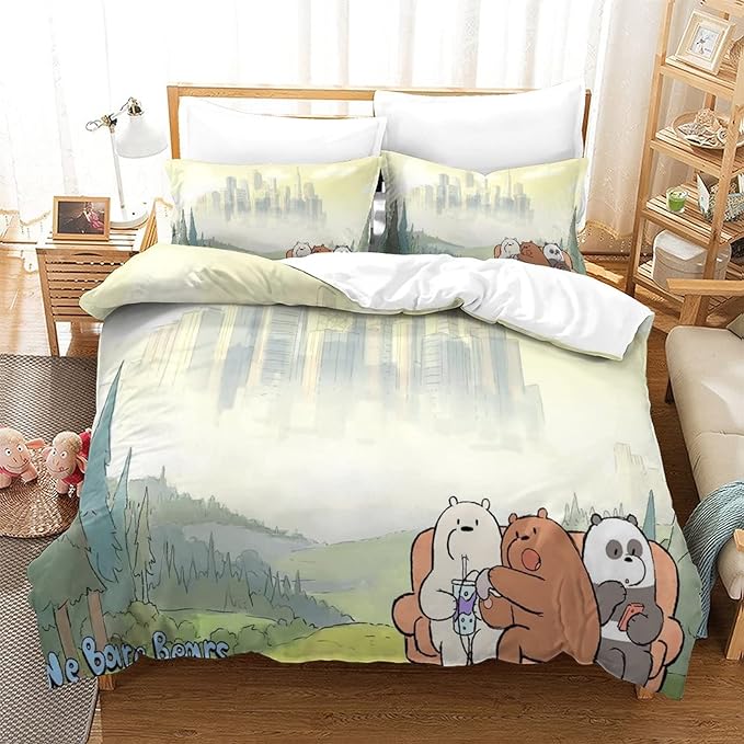 We Bare Bear Bedding Set We Bare Bear The City Duvet Covers Colorful Unique Gift