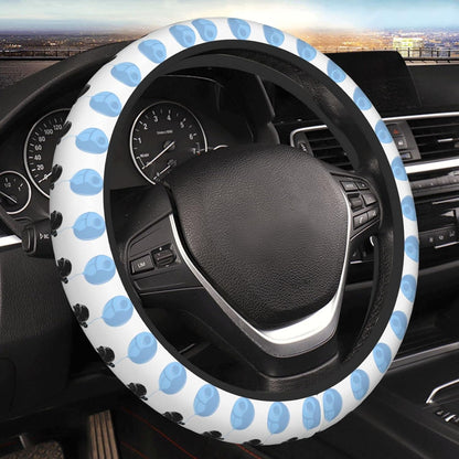 SW Steering Wheel Cover Darth Vader Holding A Death Star Balloon Driving Wheel Cover White