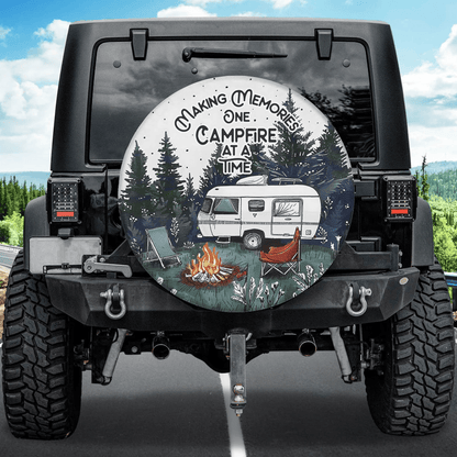 Camping Spare Tire Cover Making Memories One Campfire At A Time Tire Covers White Green