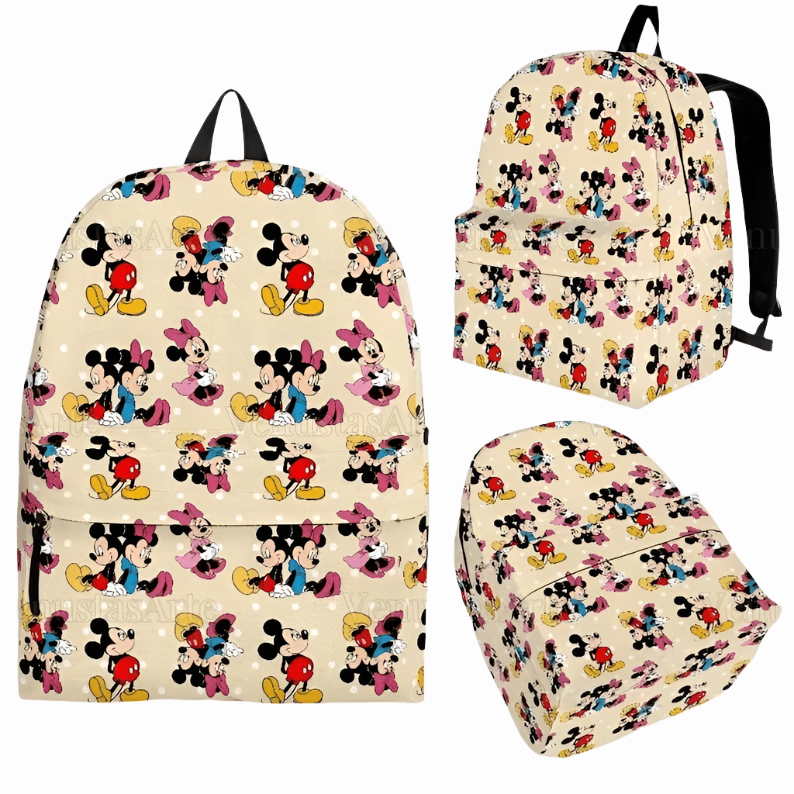 Minnie Backpack DN Cute Minnie And MM Couple Pattern Backpacks Yellow