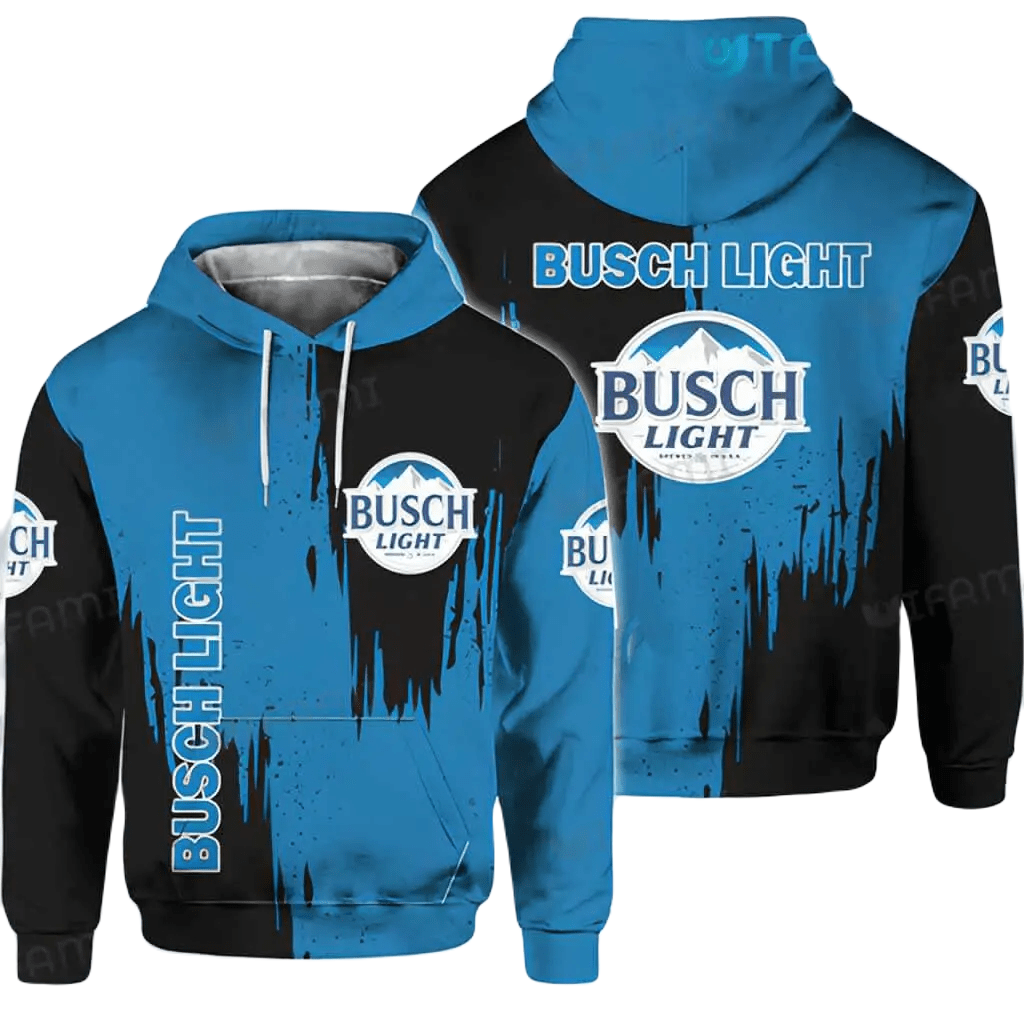 Busch Light Hoodie Busch Light Beer Torn Pattern Hoodie Black Blue Unisex