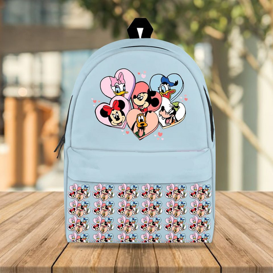 DN Backpack DN MM And Friends In Heart Shape Pattern Backpacks Blue