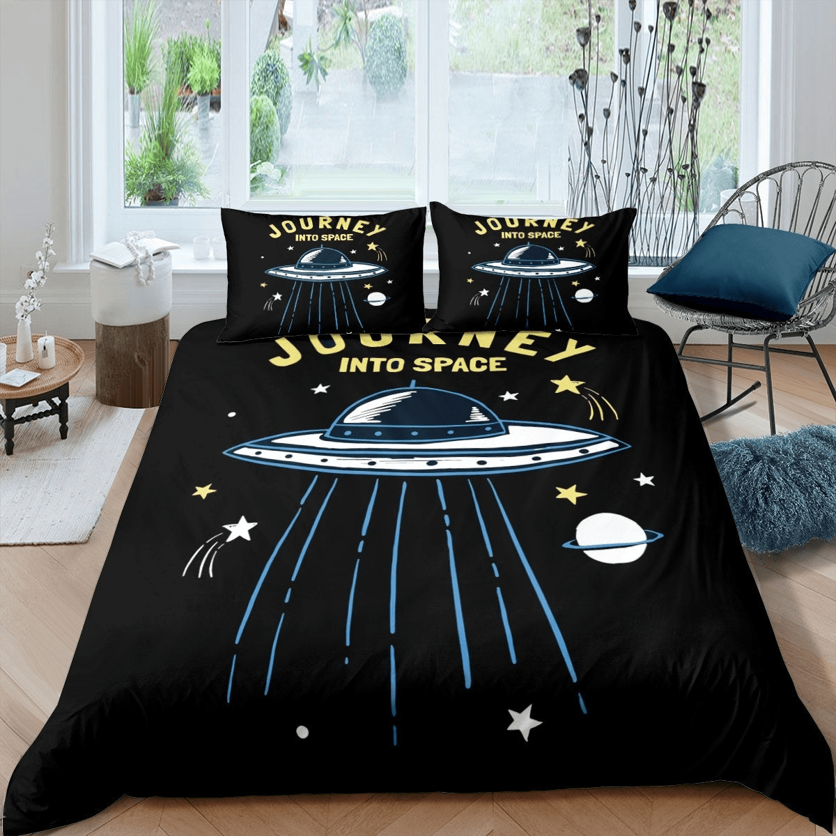 UFO Bedding Set UFO Journey Into Space Duvet Covers Black Unique Gift