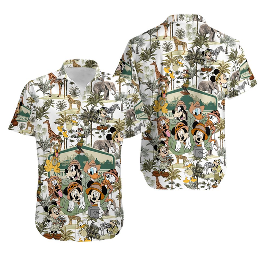 DN Hawaii Shirt DN Animal Kingdom Tropical Pattern Hawaiian Shirt Green Unisex