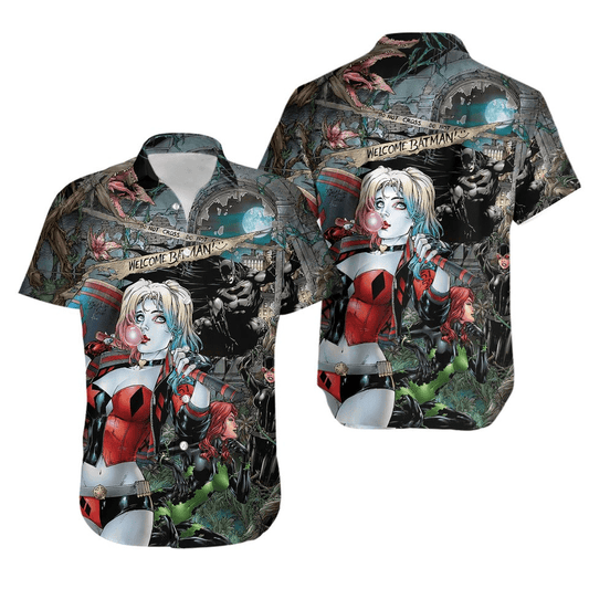 Harley Quinn Hawaii Shirt DC Harley Quinn Ivy Poison Fights Batman Hawaiian Shirt Colorful Unisex