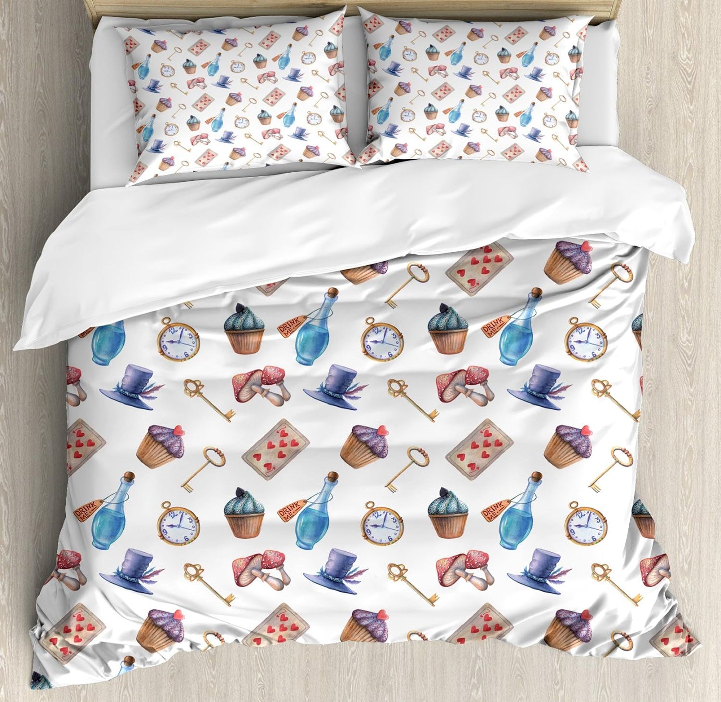 Alice In Wonderland Bedding Set Alice In Wonderland Items Pattern Duvet Covers White Unique Gift