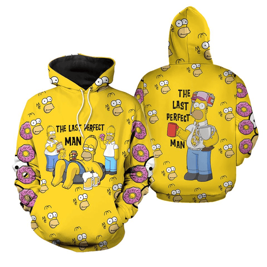 The Sympsons Hoodie Homer Simpson The Last Perfect Man Hoodie Yellow Unisex