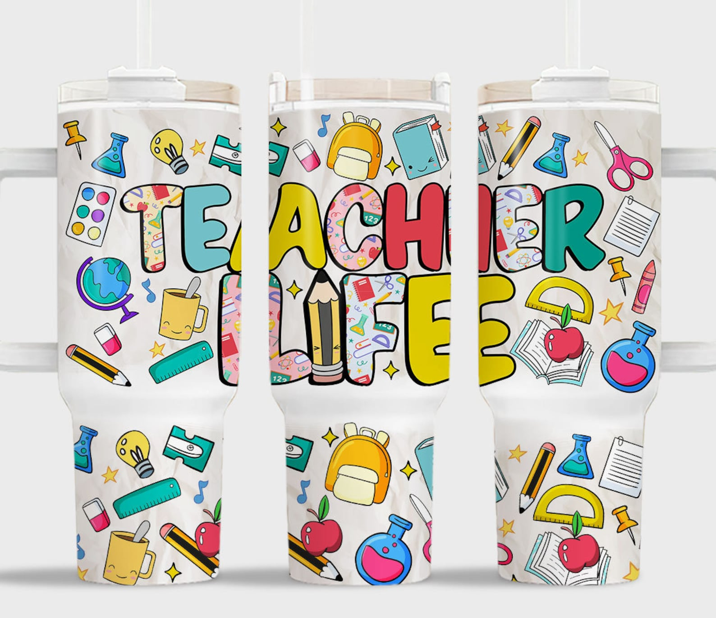 Teacher 40 Oz Tumbler Teacher Life School Items Pattern Tumbler 40 Oz Colorful