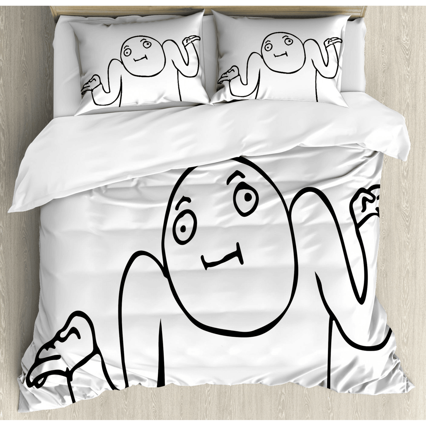 Funny Bedding Set Humor Whatever Guy Meme Duvet Covers White Unique Gift