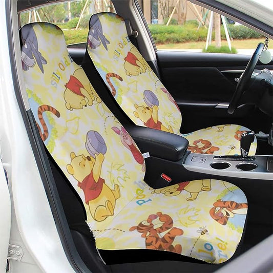 WTP Car Seat Covers Pooh Piglet Tigger Graphic Pattern Seat Covers Yellow