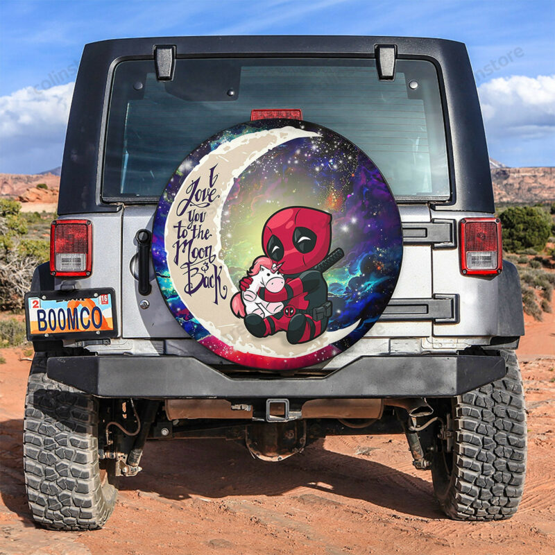 Deadpool Spare Tire Cover MV Chibi Deadpool Unicorn Toy Tire Covers Colorful