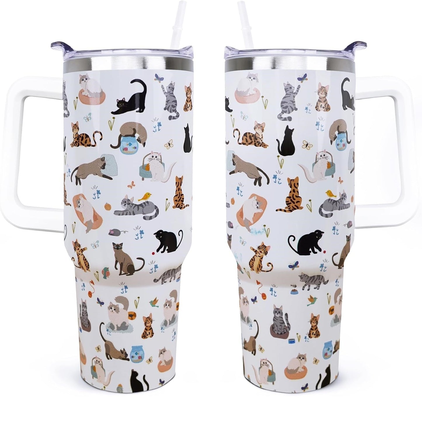 Cat 40 Oz Tumbler All Types Of Cat Pattern Tumbler 40 Oz White