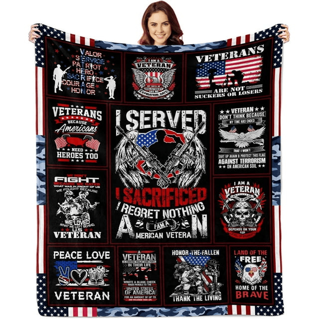 Veteran Blanket I Served And Sacificed I Am An American Veteran Blanket Black Red