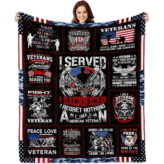 Veteran Blanket I Served And Sacificed I Am An American Veteran Blanket Black Red
