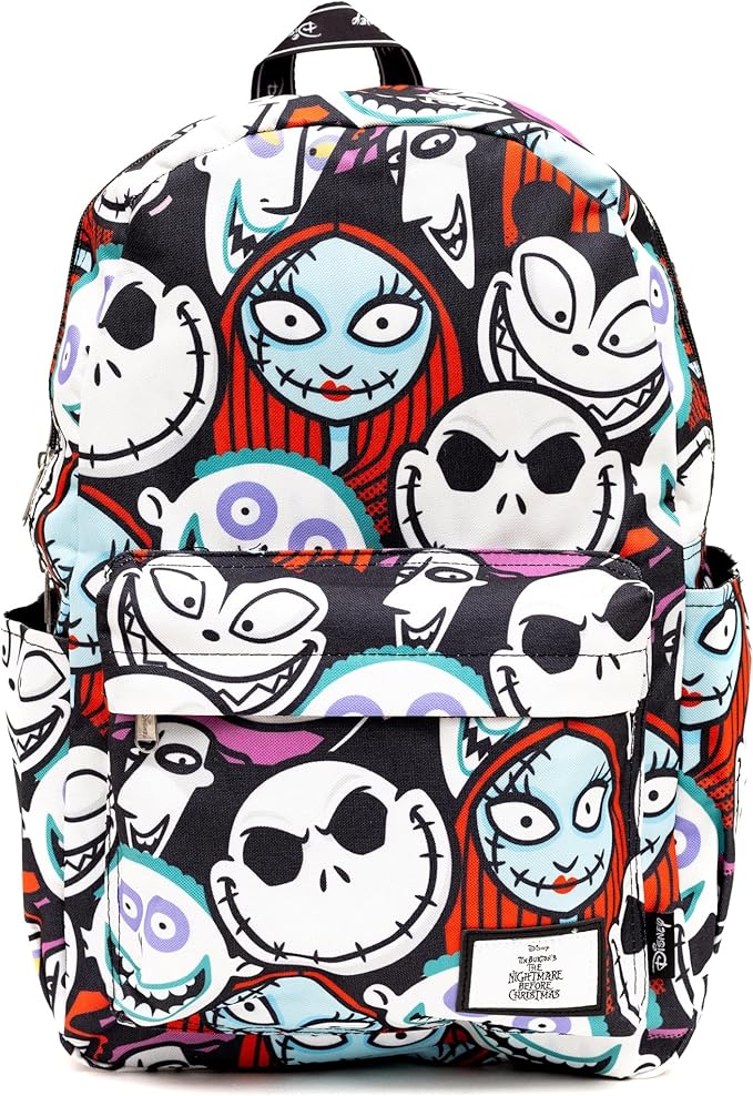 TNBC Backpack Nightmare Characters Doodle Pattern Backpacks Black White