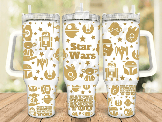 SW 40 Oz Tumbler SW May The Force Be With You Tumbler 40 Oz White Yellow