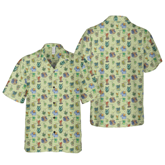 Legend Of Zelda Hawaii Shirt Legend Of Zelda Korok Creature Pattern Hawaiian Shirt Green Unisex