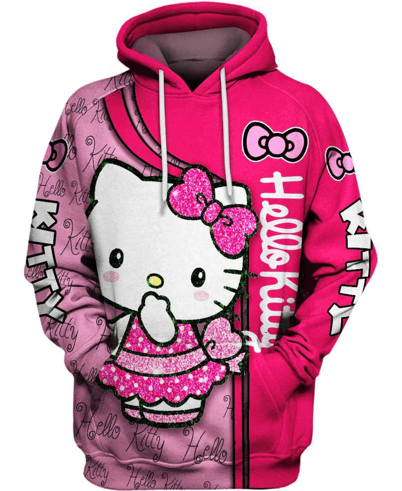 Hello Kitty Hoodie Hello Kitty Twinkle Pattern Dress Hoodie Pink Unisex