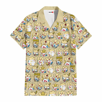 PKM Hawaii Shirt PKM Togepi Egg Expresions Hype Pattern Hawaiian Shirt Yellow Unisex