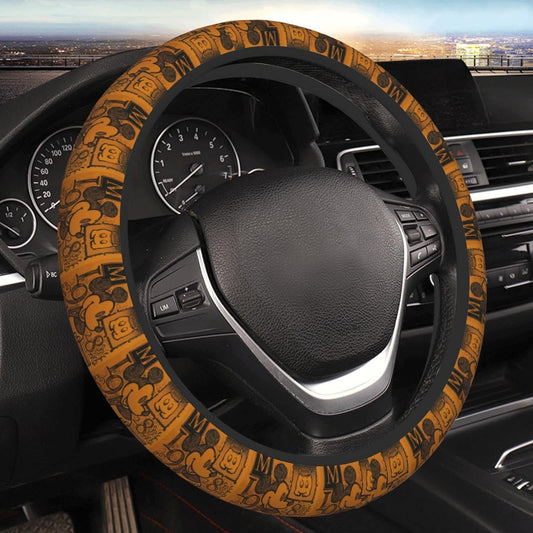 MM Steering Wheel Cover MM 1928 Comic Vintage Style Driving Wheel Cover Orange